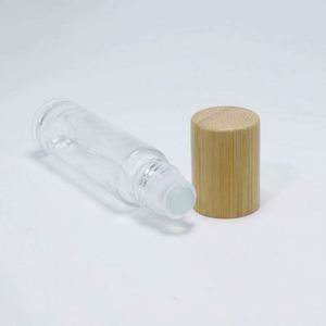 Botella de Vidrio Esmerilado Serigrafiado para Aceites Esenciales, 5ml 10ml, con Tapa Redonda de Bambú y Sello Roll-on para Crema, Perfume, Suero y Cuidado de la Piel - Product Image 4