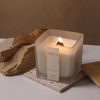 Pot en verre transparent à base carrée AIKUN, logo personnalisé, marque privée, bougie parfumée pour la maison, pour le salon