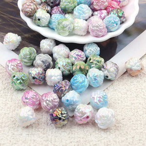 Cuentas acrílicas 50 unids/bolsa 16mm bola rosa de color galvanizado cuentas sueltas acrílicas accesorios de joyería cuentas de joyería - Product Image 2