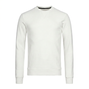 เสื้อสเวตเชิ้ตคอกลมผู้ชาย สีขาวล้วน ทรงปกติ สวมใส่สบาย ผลิตจากผ้าถักทอเป็นมิตรต่อสิ่งแวดล้อม บุด้วยโพลีเอสเตอร์/คอตตอน เหมาะสำหรับใส่ในฤดูใบไม้ร่วง - Product Image 5
