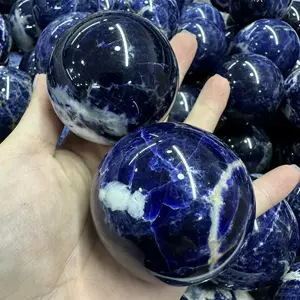 Pedras preciosas semi-preciosas Artesanato Natural Azul Sodalita Esfera Cura Quartzo Bola De Cristal Esfera artesanato pedra para presente