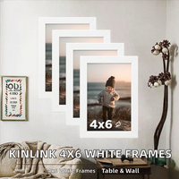 Cadres photo rectangulaires Miyu 4x6 en bois blanc pour table et mur