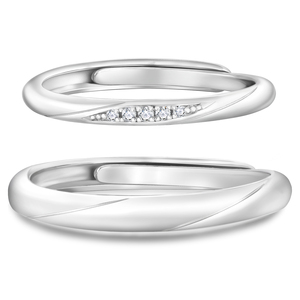 Anello di coppia 925 in argento Sterling per uomini e donne per regali da sposa semplici fasce regolabili in Moissanite - Product Image 1