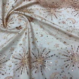 Tela iridiscentes de lentejuelas doradas 2025, accesorios africanos, tela celestial de malla de lentejuelas doradas para vestidos - Product Image 1