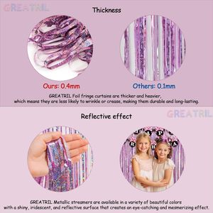 Laser <strong>Purple</strong> Square Curtain Foil Tinsel Metallic Fringe <strong>Party</strong> <strong>Decorations</strong> for Christmas and Diwali Birthday Celebrations - Product Image 2