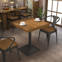 Ensemble Restaurant Commercial Rétro Américain Table et Chaises en Bois Massif pour Hôtel Café Simple Décontracté