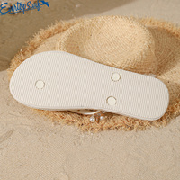 EvertopSurf Tongs de plage plates pour femme, style mode, avec décorations en strass, étoile de mer, coquillage et perle, imitation chanvre