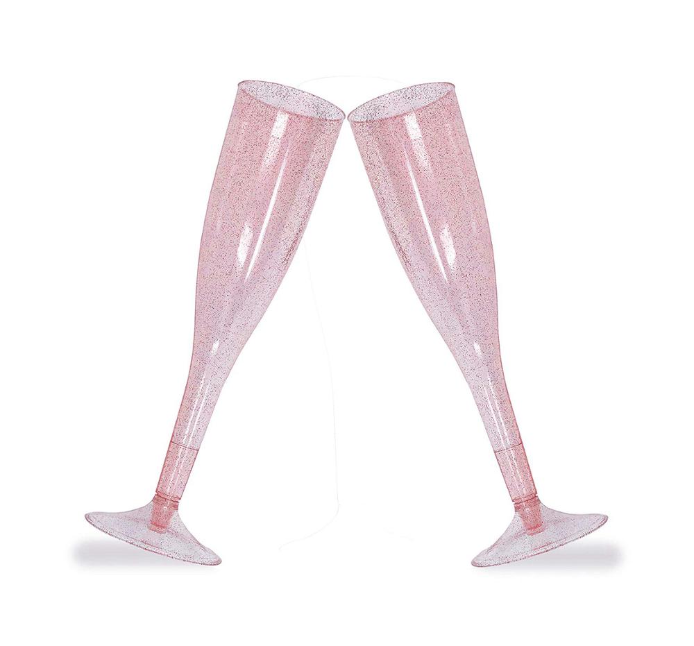 5,5 унций модные одноразовые золотые серебряные блестящие пластиковые канавки для шампанского для свадьбы