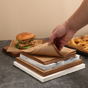 Custom 20*20cm Brown Silicone <b>Wrapping</b> <b>Paper</b> for Air Fryer Thickened Oil Absorbent Coated English for Food & Bread Use - Product Image 2