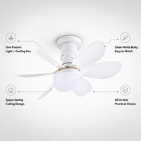 Ventilateur de plafond blanc 20,5 pouces avec moteur AC, lumière LED 40W, télécommande, intensité variable, moderne, pour salon (vente en gros)