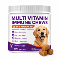 Complément multivitaminé 25-en-1 pour chiens : Comprimés à croquer pour l'immunité, la santé de la peau et du pelage, le soutien des articulations et des hanches, avec glucosamine et oméga-3