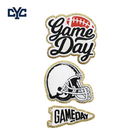 Parche bordado personalizable con letras para el día del partido deportivo, parche para casco de fútbol americano, parche bordado con purpurina para ropa