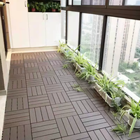 Planches de terrasse carrées antidérapantes en WPC pour extérieur - Imperméables, à emboîtement, 30 cm x 30 cm, épaisseur 18-20 mm, design asiatique moderne, finition mate