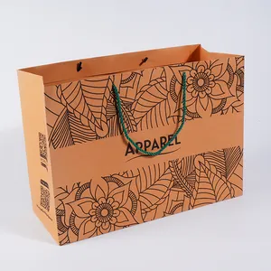 Hot Sale Biodegradable Custom Logo Gift Bag Printed Brown Kraft Food Bag Craft Boutique Paper Shopping Bag