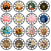 Reloj de Pared de Hierro Personalizado de 25 cm con Diseño de Pavo de Acción de Gracias, Reloj de Pared de Metal Rústico, Silencioso, sin Tictac, de Cuarzo