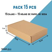 15 cajas de cartón corrugado reciclables-Impresión de estampado-Pequeñas 15x15x5cm-Marrón Kraft-Para envío y embalaje de regalo