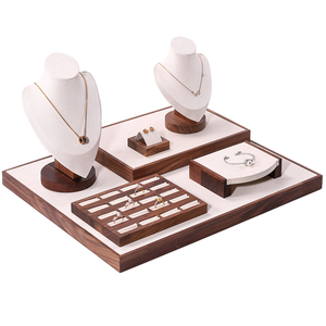 مخصص الجوز حلقة خشبية القرط قلادة سوار قلادة عرض موقف مجموعة الجملة الكلاسيكية المجوهرات حاوية حزمة - Product Image 1