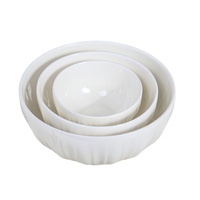 Bol en céramique blanc minimaliste, ensemble de bols à soupe et à riz en porcelaine côtelée, 4,5, 5 et 6 pouces, bol à céréales rond cannelé pour la maison et la restauration