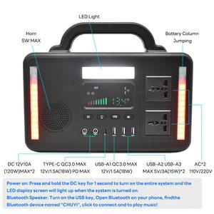 Station d'alimentation portable 220V 300W, panneau solaire MPPT, batterie LiFePO4, adaptateur secteur pour voiture, charge sans fil, haut-parleur Bluetooth pour le camping - Product Image 1