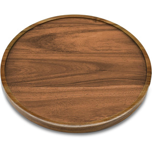 Zweiteiliges drehbares Küchen-und Badezimmer-Holz tablett mit rundem Akazien holz geschirr für mehrere Zwecke