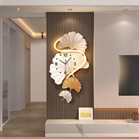 Gingko Feuille TV Fond Mur Art Décor À La Maison Peinture Horloge Créative Fine Sculpture Acrylique LED Peinture