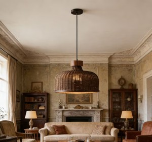 Lustre moderne en rotin, luminaire rectangulaire tressé à la main pour la maison <span class=keywords><strong>de</strong></span> rêve, bar, hôtel, restaurant, îlot <span class=keywords><strong>de</strong></span> cuisine, luminaire suspendu LED - Product Image 4
