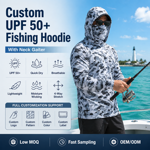 Sudadera de Pesca Personalizada para Hombre con Protección <span class=keywords><strong>Solar</strong></span> UPF 50+ y Cuello Ajustable de Secado Rápido OEM/ODM - Product Image 1