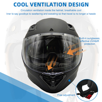 Venta al por mayor Venta caliente Unisex Full-Face ECE DOT Security Casque Moto Casco Negro Venta al por mayor Cascos de motocicleta inteligentes