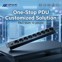 9 Outlet German Type PDU 1U 19 Inch Rack Mount Power Distribution Unit Dengan Indikator Daya Neon untuk Rak Server Profesional