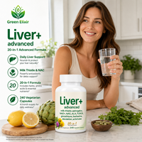 Elixir Vert 20-en-1 pour Améliorer la Densité Osseuse et Soutenir le Système Immunitaire, Capsules Végétales, 240 unités |   Complément alimentaire à base de chardon-Marie, TUDCA, NAC, NAD+