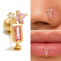 ZUOLA Bijoux de piercing en titane ASTM F136, clou d'oreille à boule torsadée, boucles d'oreilles hélix en or 18 carats, hypoallergéniques