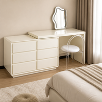 Ensemble de coiffeuse avec commode à 6 tiroirs, table de coiffeuse blanche crème avec plateau et tiroirs, coiffeuse en MDF E1 pour la chambre à coucher, décoration de la maison