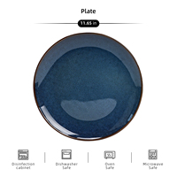 12 pièces de vaisselle en céramique en grès durable, assiettes à dîner de 11,65 pouces, ensembles de vaisselle pour la maison, le restaurant, la famille, la table