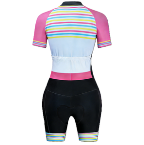 Traje de Triatlón de Alto Rendimiento con Estampado por Sublimación, Ropa Deportiva con Rayas Coloridas, Ajuste Cómodo y Secado Rápido para Carreras - Product Image 3