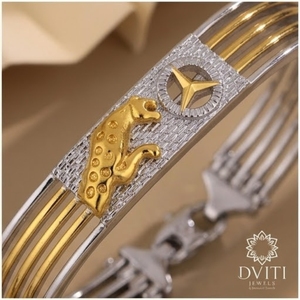 925 Sterling Silver Dual Tone Tiger Design Kada <b>Bracelet</b> for Men and Women Luxury <b>Adjustable</b> Fashion Jewelry Gift - Product Image 2
