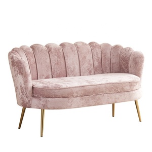<span class=keywords><strong>Divano</strong></span> Divanetto Multiuso in Velluto Rosa Conchiglia Stile Moderno Unico per Soggiorno - Product Image 1