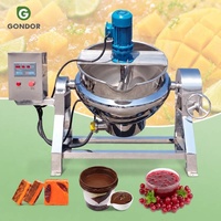 Marmite de cuisson industrielle en acier inoxydable à double agitation, compatible gaz, avec agitateur pour sucre et mélange, 100 litres