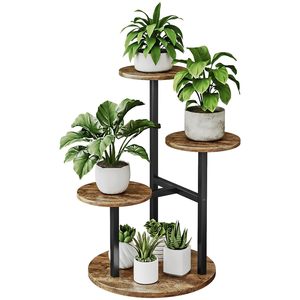 Multi Tiered Ironwood Plant Stand Four Tier Storage <b>Shelf</b> Minimalist <b>Modern</b> Design For Indoor Living Room And Balcony - Product Image 5
