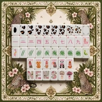 Jeu de Mahjong Américain 160 Tuiles Acrylique Vert Jade Thème Vie Sauvage Forêt Tropicale Cadeau pour Femme Vente en Gros Prêt à Expédier Livraison Rapide