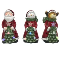 פופולרי חג המולד קישוט קרמיקה חלול סנטה קלאוס/שלג/צבי Led אור עם עץ