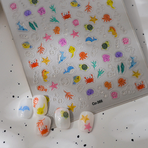 Chất lượng cao 3D động vật biển nail sticker nhà máy Bán buôn bao gồm Rùa cá ngựa cua rong biển nhắm mục tiêu cho móng tay nghệ thuật người hâm mộ - Product Image 2