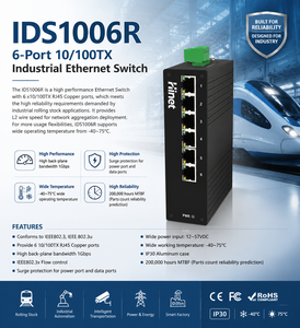 <span class=keywords><strong>Switch</strong></span> <span class=keywords><strong>Industriale</strong></span> DIN-Rail a 6 Porte 10/100M, <span class=keywords><strong>Switch</strong></span> <span class=keywords><strong>Industriale</strong></span> per Montaggio su Guida DIN - Product Image 2
