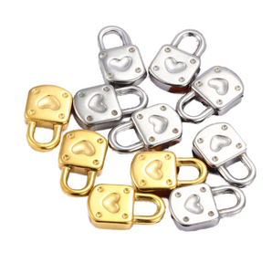 Gold & <b>Silver</b> Plated Stainless Steel Cute Heart Lock <b>Charms</b> Unisex Fashion Pendants for DIY Jewelry Making Gift - Product Image 6