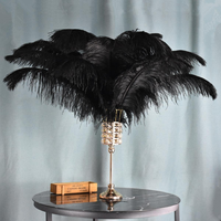 Plume d'autruche noire 15-80 cm, tige fine, plume large teinte, pour centre de table de mariage, décoration artisanale, vente en gros