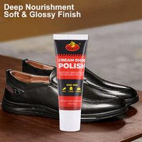 Pâte à cirer les chaussures noire 70g avec logo personnalisé, applicateur éponge brun, tête neutre pour l'entretien des chaussures