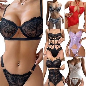Lencería Sexy de Encaje <span class=keywords><strong>Transparente</strong></span> <span class=keywords><strong>para</strong></span> <span class=keywords><strong>Mujer</strong></span>, Conjunto de Dos Piezas, <span class=keywords><strong>Ropa</strong></span> <span class=keywords><strong>Interior</strong></span> Deportiva <span class=keywords><strong>para</strong></span> la Noche, Lencería Íntima Femenina - Product Image 1
