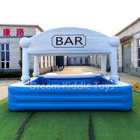 Bar flottant gonflable personnalisé blanc et noir avec lumières pour adultes, bar de piscine extérieur