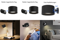Lampu Dinding Magnetik Putar 360 Derajat, Dapat Diisi Ulang USB, Kontrol Sentuh, Lampu Baca LED untuk Kamar Tidur