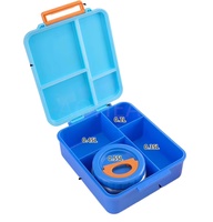 Boîte à lunch scolaire en plastique AOHEA à 4 compartiments, bento, boîte à lunch scolaire en plastique pour le bureau, boîte à lunch pour enfants