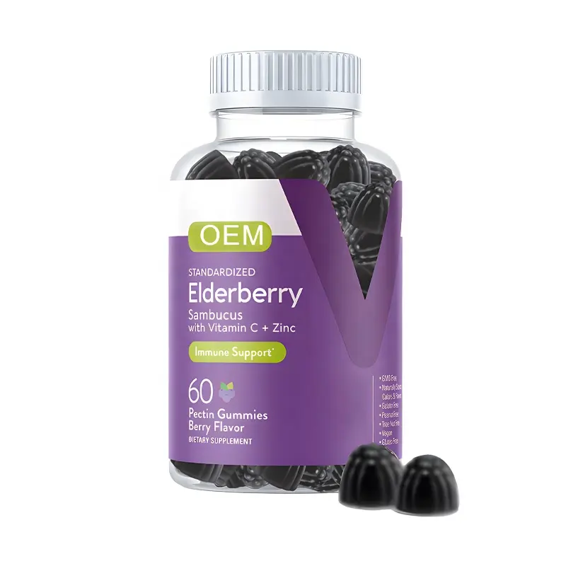 OEM ODM Private Label Vitamin and Supplements Vegan Gummy Candy Black Elderberry Gummies For Improved Immune System
